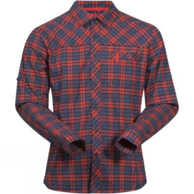 Camisa Bergans Granvin Hombre Azul Marino / Rojas - Chile XFQ760218